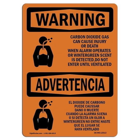 OSHA Warning Sign - Carbon Dioxide Gas Bilingual