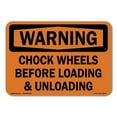 thumbnail image 1 of OSHA Warning Sign - Chock Wheels Before Loading & Unloading | Plastic Sign | Protect Your Business, Construction Site, Warehouse & Shop Area | Made in the USA, 1 of 5