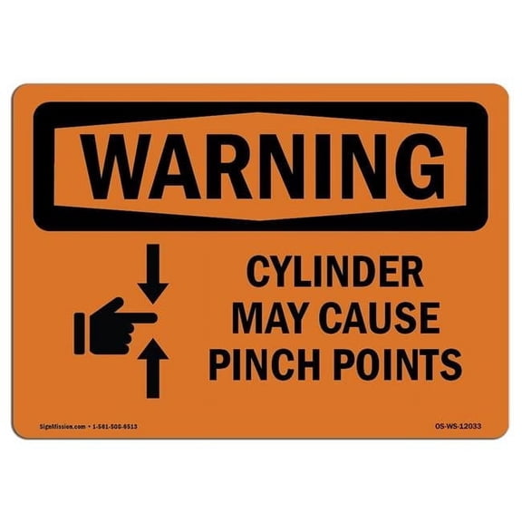 OSHA Warning Sign - Cylinder May Cause Pinch Points with Symbol