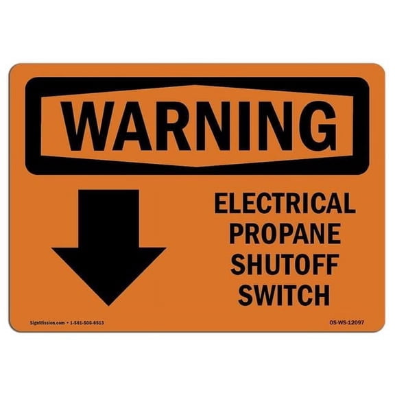 OSHA Warning Sign - Electrical Propane Shutoff Switch with Symbol