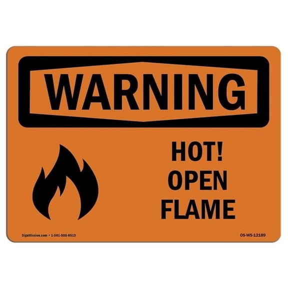 OSHA Warning Sign - Hot Open Flame with Symbol