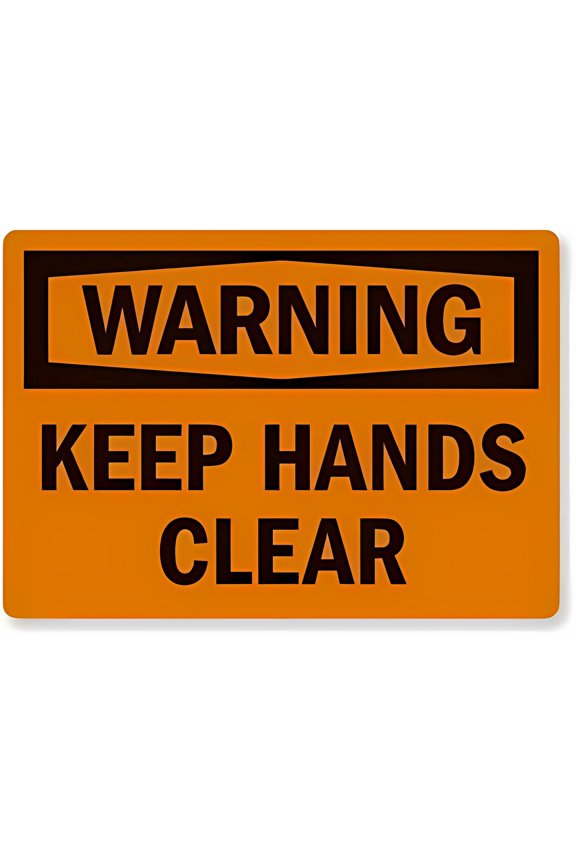 OSHA Warning Sign Keep Hands Clear - 8"x12" Metal Sign, Warning for Wall Fence, Machinery, Hand Safety