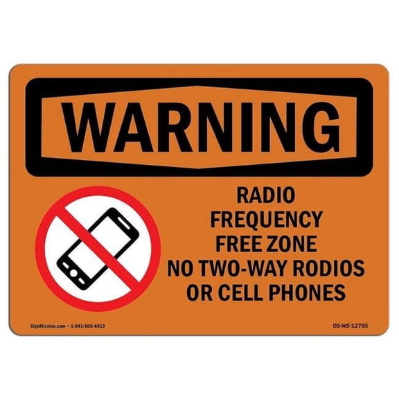 OSHA Warning Sign - Radio Frequency Free Zone with Symbol