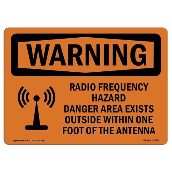 OSHA Warning Sign - Radio Frequency Hazard Danger with Symbol
