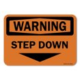 thumbnail image 1 of OSHA Warning Sign - Step Down | Plastic Sign | Protect Your Business, Work Site, Warehouse & Shop Area |  Made in the USA, 1 of 6