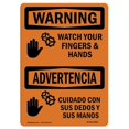 thumbnail image 1 of OSHA Warning Sign - Watch Your Fingers & Hands Bilingual, 1 of 1