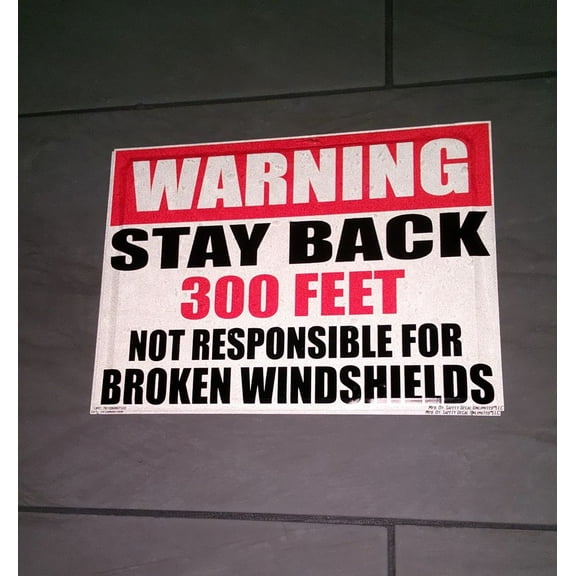 OSHA Warning Stay Back 100 200 300 500 Not Responsible For Broken Windshields Black Red Rectangle Label Decal Sticker Sign 3M Reflective Construction Dump Trailer Truck (Reflective 3M 300FT)