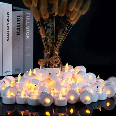 OSHINE 100Pack Tea Light LED Flameless Candles Electric Tealight Realistic Flickering Battery Operated for Halloween Decor,Christmas,Valentine's Day,Mother's Day,Celebrations,Anniversary