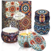 OSHINE 4-PACK Christmas Candles Scented Candles Gift Set 100% Natural Soy 4.4 oz Strongly Fragrance Stress Relief for Halloween,Christmas,Valentine's Day,Birthd
