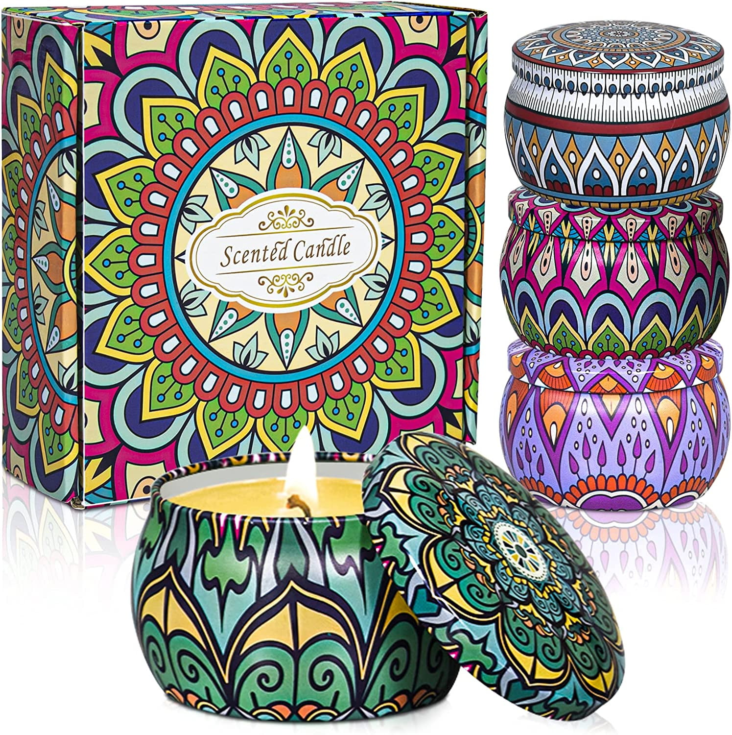 OSHINE 4 PACK Scented Candles Gifts Set Christmas Candles Aromatherapy