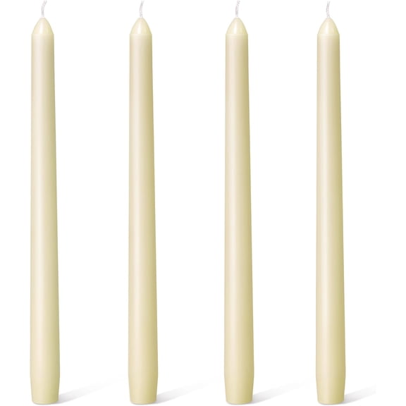 OSHINE Ivory 10 Inch Taper Candles - 4 Pack Long Taper Candle Dripless Unscented Smokeless & Emergency 7-8 Hours Long Burning Tall Candlesticks Ideal for Weddings, Dinner Party, Easter