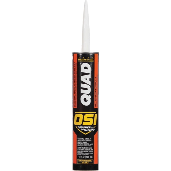 OSI Quad Advanced Formula 10 fl. oz. Clear #000 Window Door and Siding Sealant VOC, 12/cs  Residential Use, Standard Application