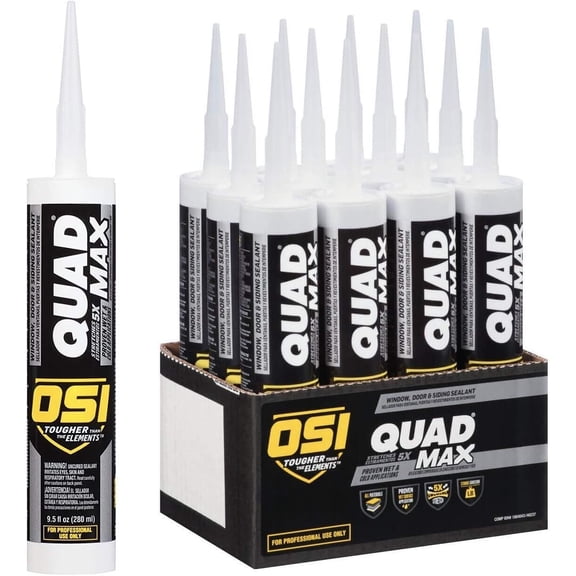 Loctite 12-pack OSI Sealants 1868684 12 Pack 9.5 oz Quad Max Window, Door and Siding Sealant, White — Residential Use, Standard Application