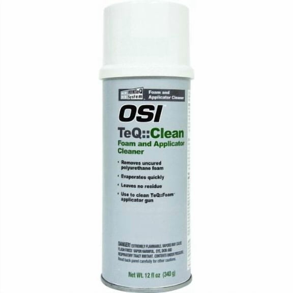 OSI TeQ Foam Clean Solvent Based Gun Cleaning Solvent - Liquid - 12 oz, Colorless Residential Use, Standard Application