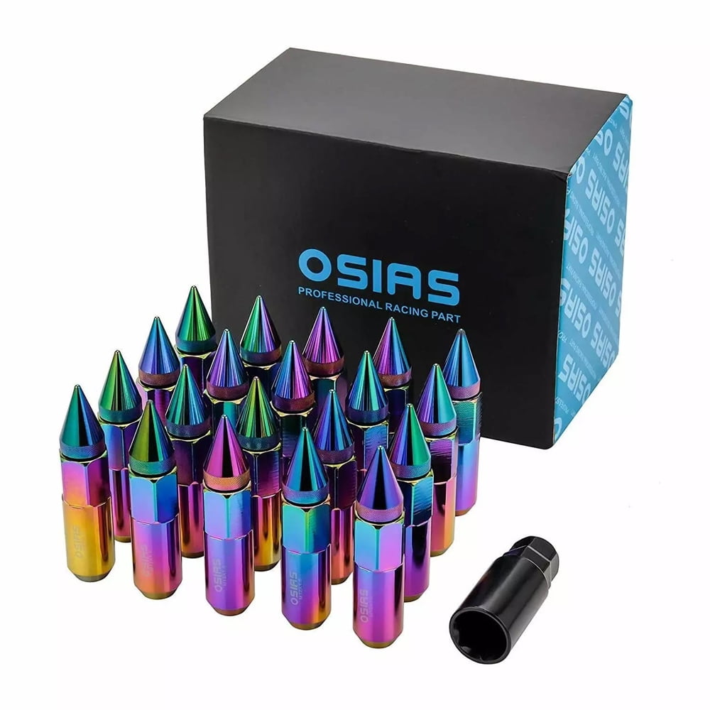 OSIAS 20PCS M12X1.5 Racing Wheel 60MM Lug Nuts With Socket Key For Honda Red