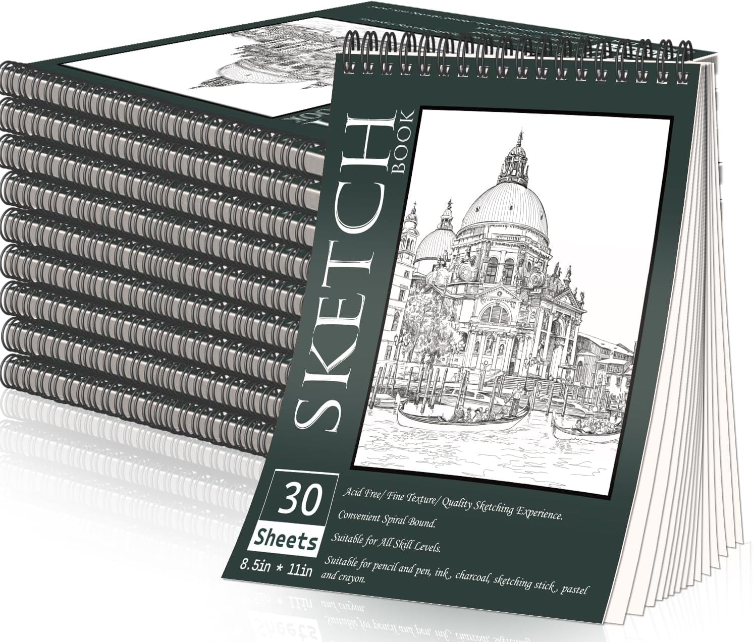 OSIMIG 10 Pack Sketch Books, 5.5'' x 8.5'', 300 Pages Drawing Paper