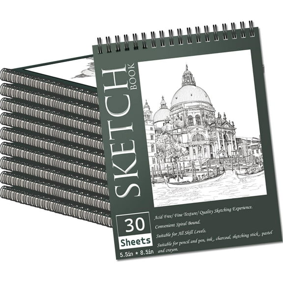 OSIMIG 10 Pack Sketch Books, 5.5'' x 8.5'', 300 Pages Drawing Paper