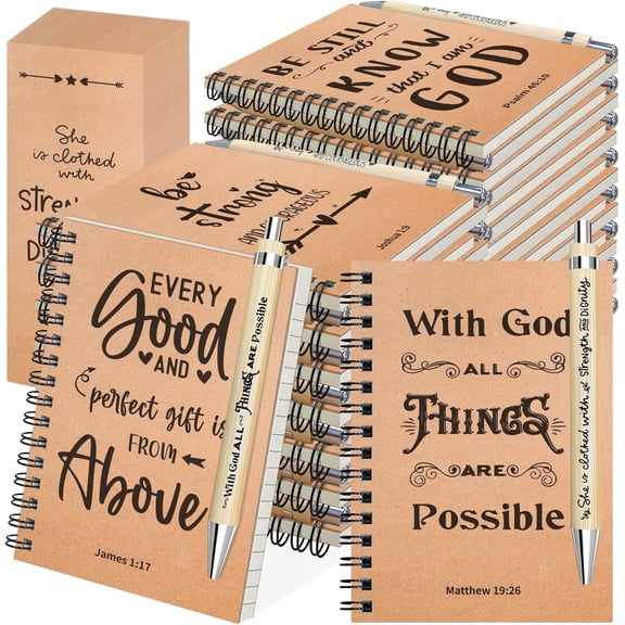 OSIMIG 90 Pcs/30 Set Christian Spiral Notebooks Bulk with Ballpoint Pen and Bookmark; Small Prayer Journal Notepad; Gifts for Church Members, Families
