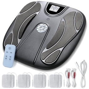 OSITO Rechargeable EMS Foot Massager for Circulation and Pain Relief, 15 Modes 99 Intensities TENS Muscle Stimulator with Remote Control and LED Display (Black)