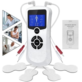 OSITO TENS Unit Pulse Massager Muscle Stimulator Therapy Device Dual Channel EMS Machine Pain Relief, White