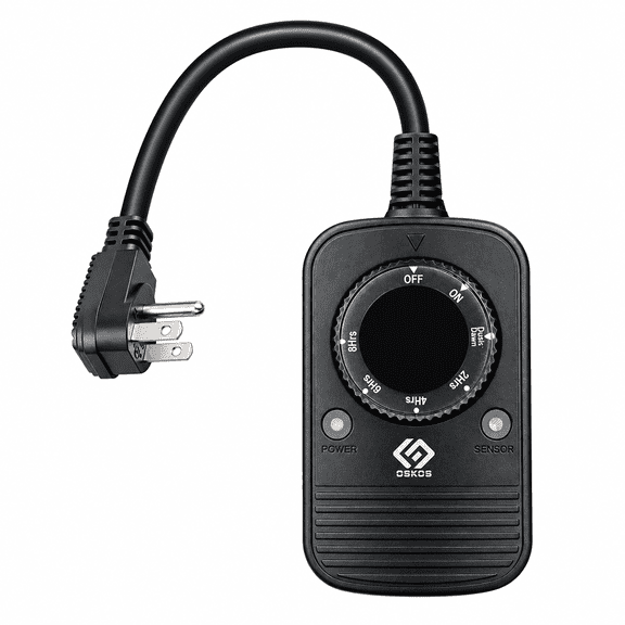 OSKOS 24-Hour Outdoor Light Timer Water-Resistant with Photocell Dusk to Dawn Sensor, 2/4/6/8-Hour Countdown Timer, Grounded Outlet Ideal for Home, Christmas Lights, Garden 10A, UL Listed
