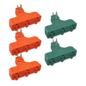 OSKOS 3-Prong 3-Outlet Extender Adapter, Heavy Duty Triple Grounding Outlet, 5 Pack