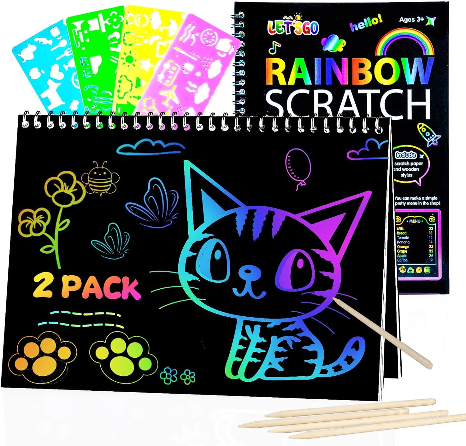 OSLINE Rainbow Scratch Art for Book, Arts and Crafts for Kids Ages 3-10 Girls Boys