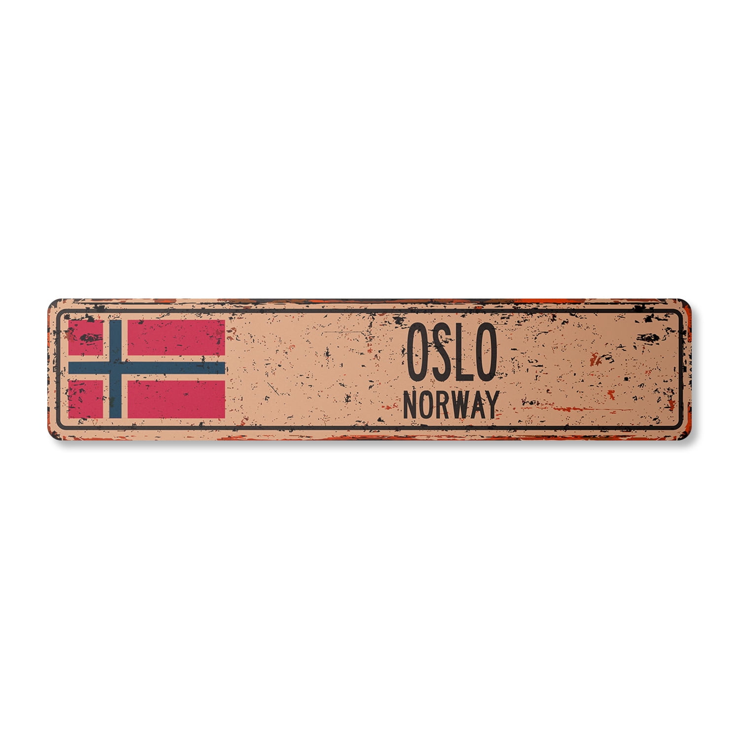 OSLO NORWAY Vintage Plastic Street Sign Norwegian flag city country ...