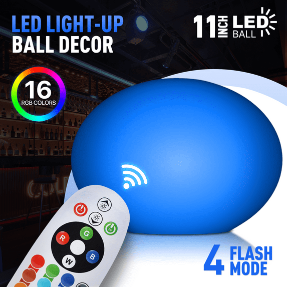 OSM 11-inch LED Ball Light with Remote Control, Dimmable Outdoor/Indoor Mood Lighting for Garden, Bedroom, Bar, Party - 16 RGB Colors & 4 Flash Modes