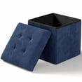 thumbnail image 1 of OSM 15 Inches Small Folding Storage Ottoman Cube, Storage Footrest, Foot Rest Stool, Toy Box, for Living Room, Bedroom, Dorm, Hallway, Entryway, Navy Blue, 1 of 9