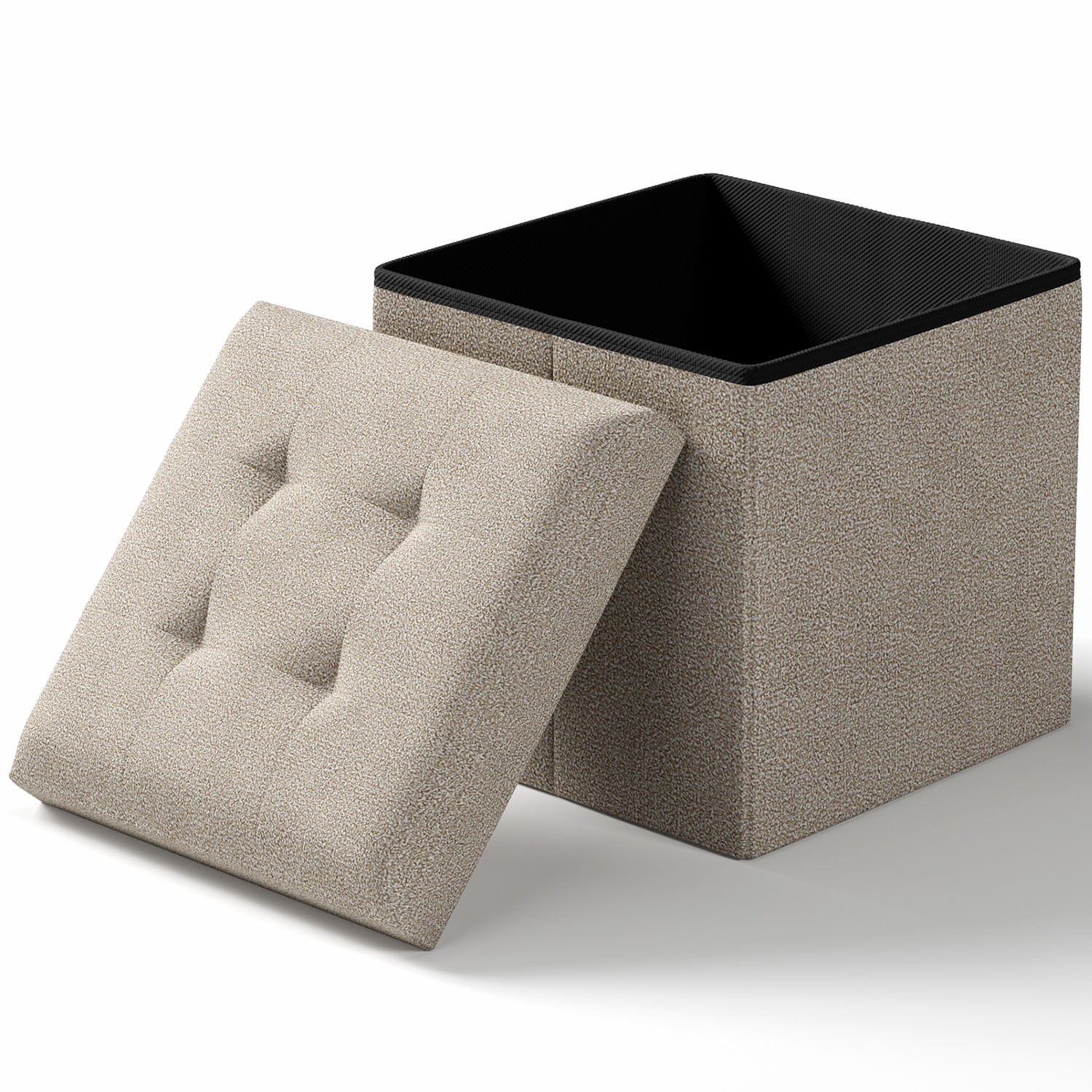 OSM 15 Inches Small Folding Storage Ottoman Cube, Storage Footrest ...