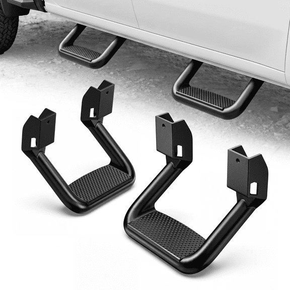 OSM 2 PC Aluminum Non-Slip Side Step for Trucks SUVs Compatible with Chevy, Ford, Toyota, GMC, Dodge and Jeep, Black