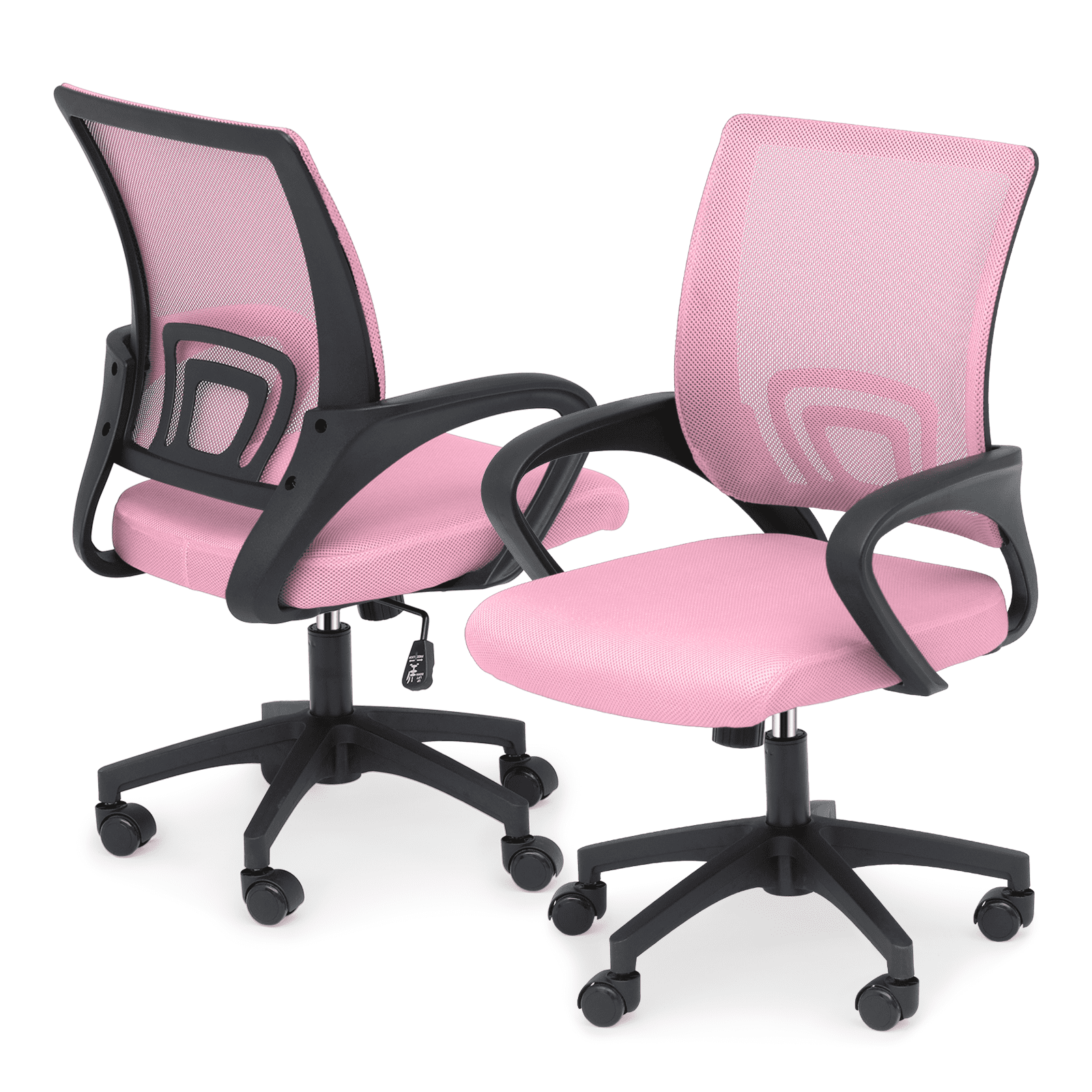 OSM 2-Pack Ergonomic Mesh Office Chairs, Mid-Back Desk Chair with Lumbar Support, Swivel Computer Task Chair for Home Office, Gaming & Study, 300 lbs Capacity, Pink