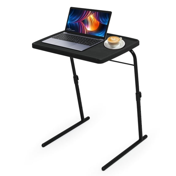 OSM 22" Adjustable Tilting TV Tray Table Dinner on Bed or Sofa, Comfortable Folding Black Table with 3 Tilt Angle Adjustments