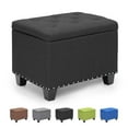 thumbnail image 1 of OSM 24 Inch Modern Storage Ottoman Bench, 40L Inner Space Linen Foot Stool for Bedroom, Upholstered Padded Rectangular Fabric Tufted Bench Footrest with Wood Legs with 600 Lbs Capacity, Black, 1 of 7