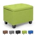 thumbnail image 1 of OSM 24 Inch Modern Storage Ottoman Bench, 40L Inner Space Linen Foot Stool for Bedroom, Upholstered Padded Rectangular Fabric Tufted Bench Footrest with Wood Legs with 600 Lbs Capacity, Green, 1 of 7