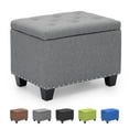 thumbnail image 1 of OSM 24 Inch Modern Storage Ottoman Bench, 40L Inner Space Linen Foot Stool for Bedroom, Upholstered Padded Rectangular Fabric Tufted Bench Footrest with Wood Legs with 600 Lbs Capacity, Gray, 1 of 7