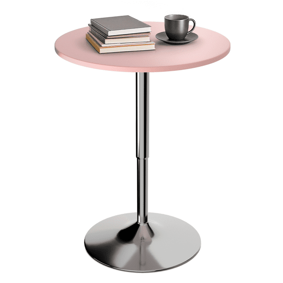 OSM 27.5"-36" Height Adjustable Round Bar Table with 360° Swivel Top, 23.5 Inch Pub Table for Kitchen, Dining & Patio, Pink