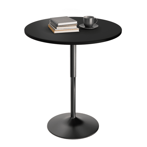 OSM 31.5-inch Round Bar Table, Height Adjustable Pub Table with Sturdy Base for Kitchen, Home Bar, Patio, Cafe (Black)