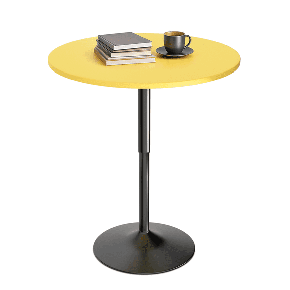 OSM 31.5-inch Round Bar Table, Height Adjustable Pub Table with Sturdy Base for Kitchen, Home Bar, Patio, Cafe (Yellow)