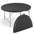 thumbnail image 1 of OSM 4.5Ft Round Folding Table, Indoor Outdoor Plastic Dining Card Table with Handle and Lock for Picnic Party Banquet Wedding, Black, 1 of 11