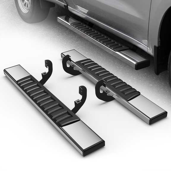 OSM 6" Running Boards for Truck Fit For 2019-2023 Chevy Silverado GMC Sierra 1500 2500HD 3500HD Base Pro SLE LT WT,Non-Slip Side Steps,Stainless Steel Nerf Bars