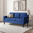 thumbnail image 1 of OSM 64" Apartment Sofa for Small Spaces, 3-Seater Couch with Removable Cushions & Wooden Legs, 600 lb Capacity Compact Modern Sofa Bed, Living Room, Bedroom, Navy Blue, 1 of 8