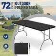 thumbnail image 1 of OSM 6ft Plastic Folding Table with Handle for Indoor Outdoor, 6 Foot Utility Commercial Craft Foldable Table for Party Events, Black, 1 of 8