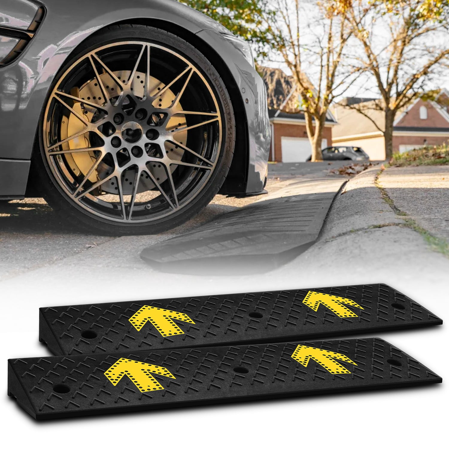 OSM Arrow Pattern 3.1" Rise Heavy Duty Rubber Curb Ramps, 2 Pack ...