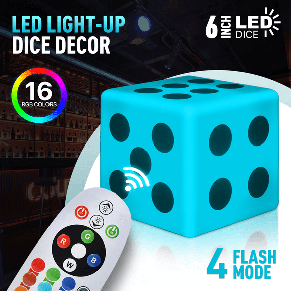 OSM Cordless LED Square Cube 6 Inch Rechargeable Night Light with Remote, Waterproof Tabletop Mood Light for Pub Party Ambient Lighting - RGB 16 Color Changing