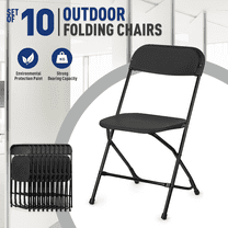 OSM Folding Chairs 10 Pack, Lightweight Stackable Plastic Chairs with Metal Frame for Indoor Outdoor Use, Events Wedding Party Picnic Banquet, 330lbs Capacity, White