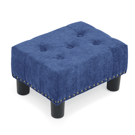 OSM Foot Stool Ottoman, Small Ottoman Foot Rest with Legs, Rectangle Foolstool Ottomans for Couch, Ottoman Foot Stools for Living Room Entryway (Navy Blue)