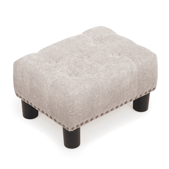 OSM Foot Stool Ottoman, Small Ottoman Foot Rest with Legs, Rectangle Foolstool Ottomans for Couch, Ottoman Foot Stools for Living Room Entryway (Sandy Beige)