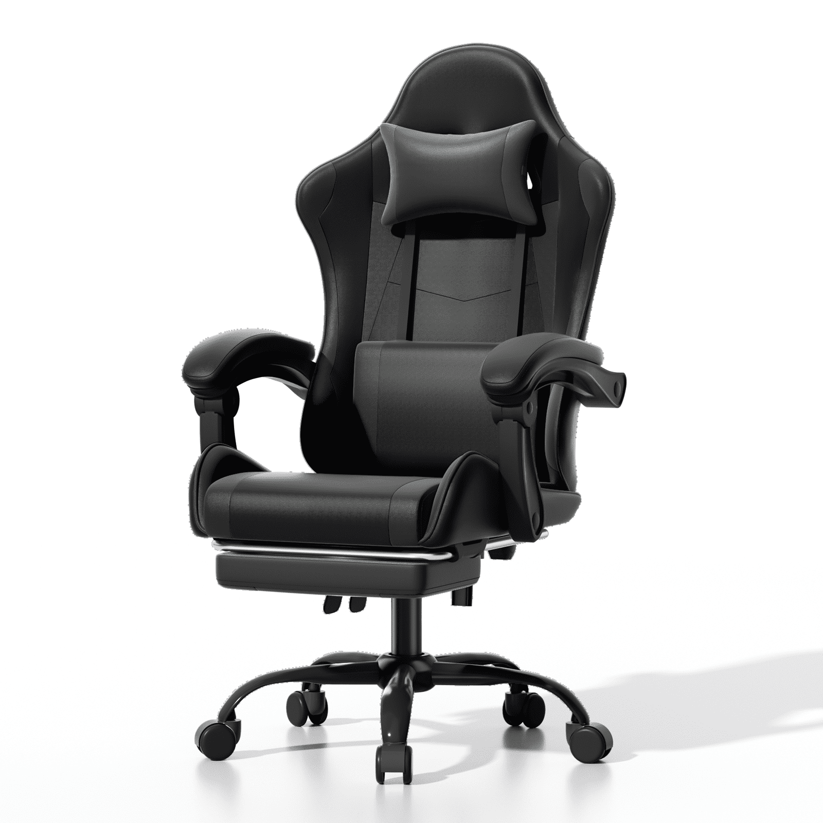OSM Gaming Chair with Footrest & Headrest, High-Back Ergonomic Computer Desk Chair - Adjustable Lumbar Support, Reclining Office Chair for Adults, 350lbs, Black